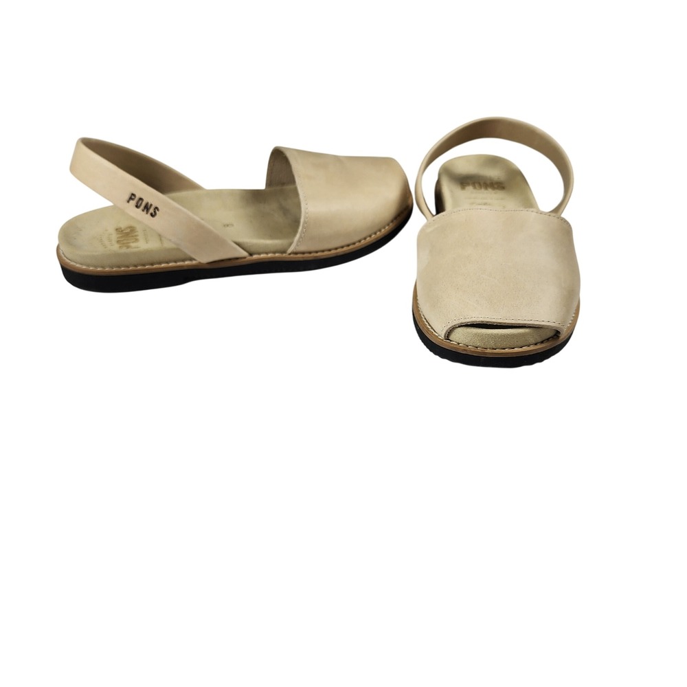 Pons Avarcas Classic Tan Leather Slingback Sandals Womens 8 Handmade Peep Toe